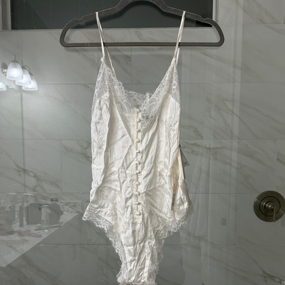Bardot White Lace-Trimmed Chemise